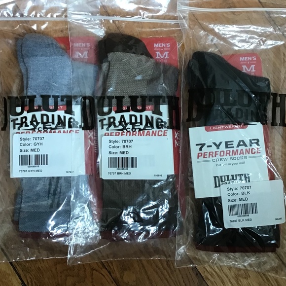 Duluth Men's 7-Year Lightweight Performance Crew Socks Gray Brown Black Medium - Picture 3 of 8